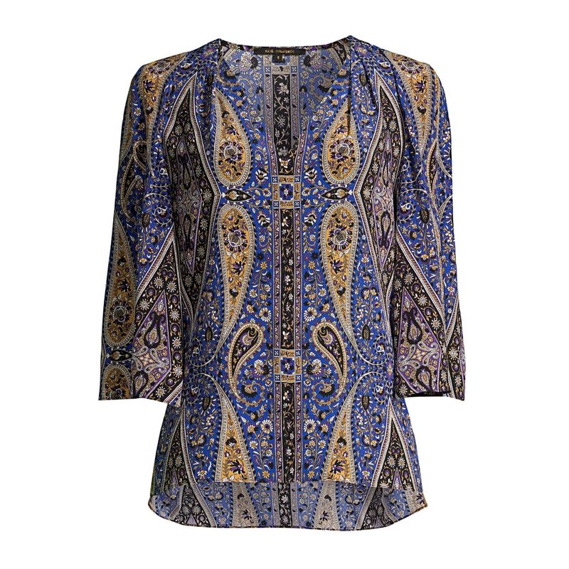 Kobi Halperin Womens Jeneva Paisley Silk Blouse Small Azure - Nwt $398